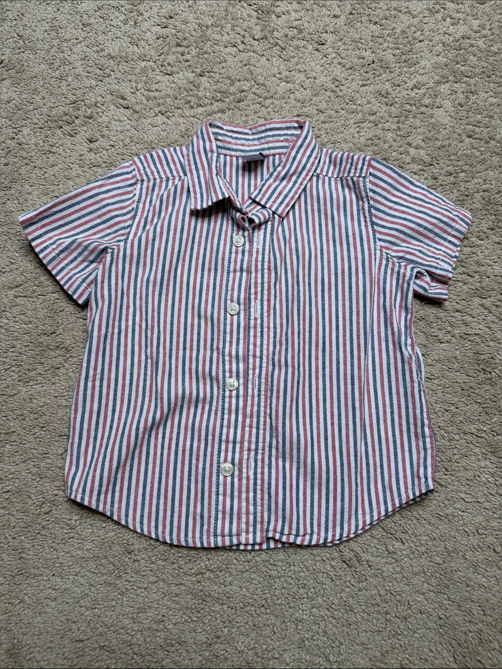 Old Navy Short-Sleeve Button-Down Shirt - Red, Blue & White Stripes